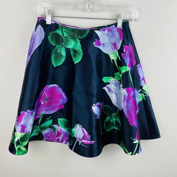 Rachel Allan Womens 4 A-Line Colorful Floral Lined Skirt - Picture 5 of 9
